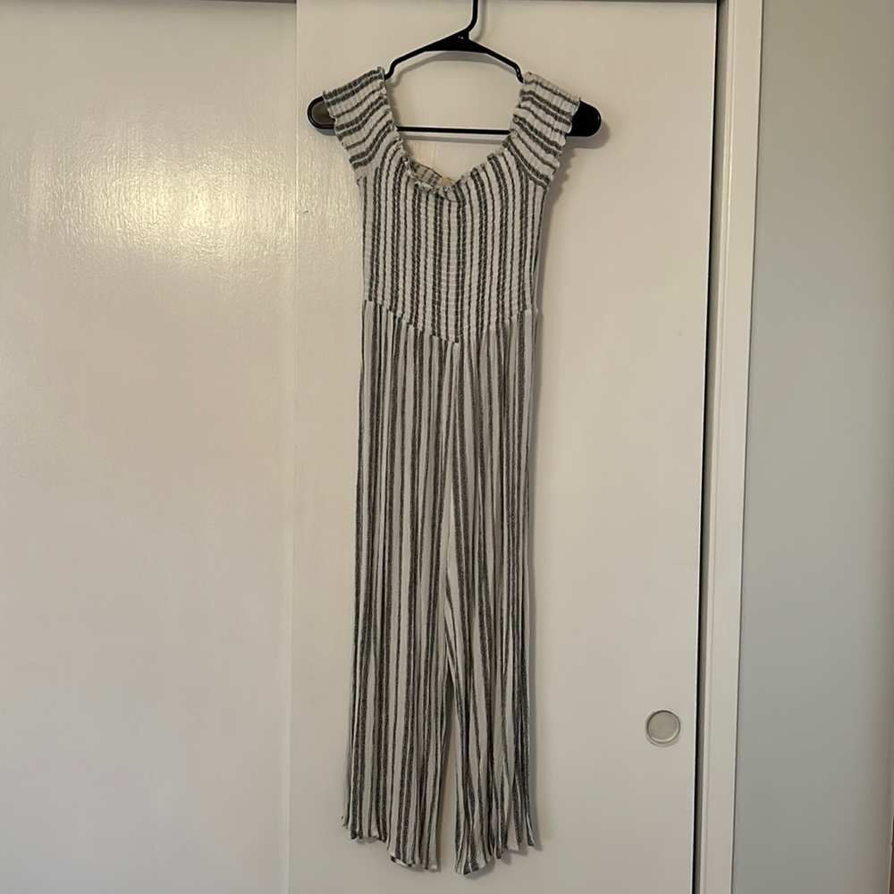 Smocked off the shoulder jumpsuit
